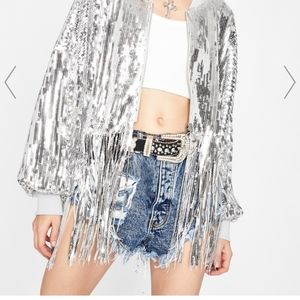 Silver Sequin Fringe Jacket